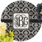 Monogrammed Damask Round Linen Placemats - Front (w flowers)