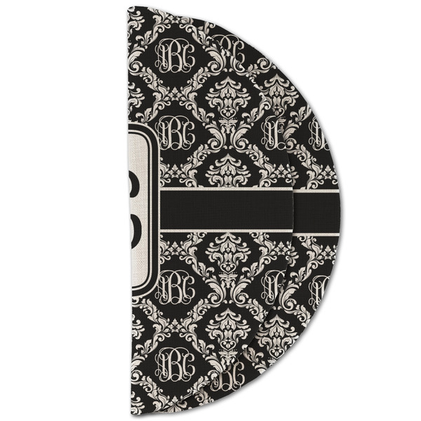 Monogrammed Damask Round Linen Placemats - HALF FOLDED (double sided)