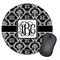 Monogrammed Damask Round Mouse Pad