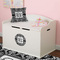 Monogrammed Damask Round Wall Decal on Toy Chest