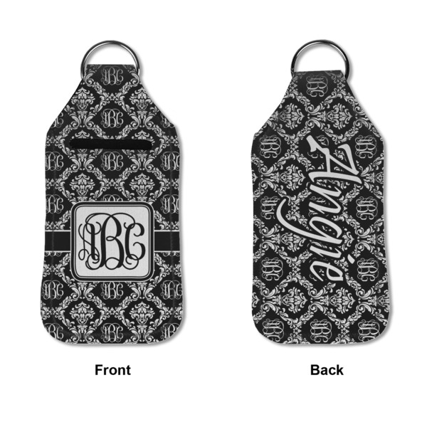 Monogrammed Damask Sanitizer Holder Keychain - Large APPROVAL (Flat)