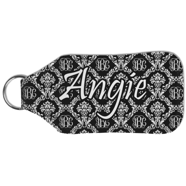 Monogrammed Damask Sanitizer Holder Keychain - Large (Back)
