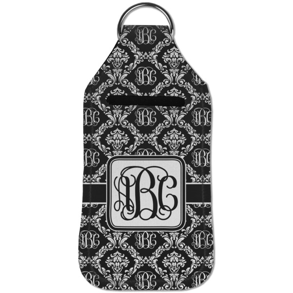 Monogrammed Damask Sanitizer Holder Keychain - Large (Front)