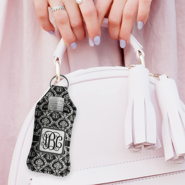 Monogrammed Damask Sanitizer Holder Keychain - Large (LIFESTYLE)