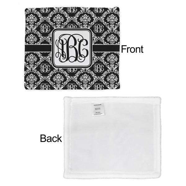 Monogrammed Damask Security Blanket - Front & White Back View