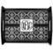 Monogrammed Damask Black Wooden Tray - Large (Personalized)