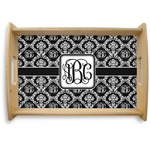Monogrammed Damask Natural Wooden Tray - Small (Personalized)