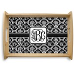 Monogrammed Damask Natural Wooden Tray - Small (Personalized)