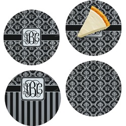 Monogrammed Damask Set of 4 Glass Appetizer / Dessert Plate 8" (Personalized)