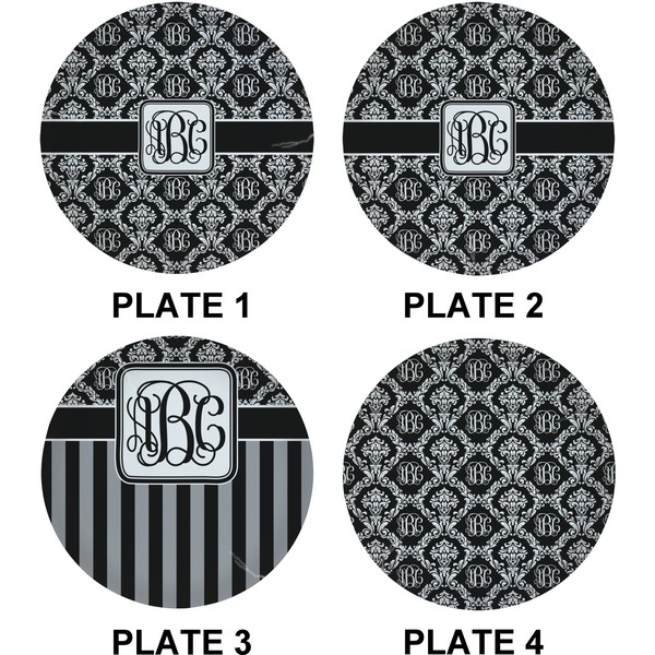 Monogrammed Damask Set of Lunch / Dinner Plates (Approval)