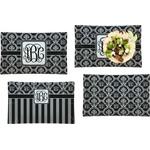 Monogrammed Damask Set of 4 Glass Rectangular Lunch / Dinner Plate (Personalized)