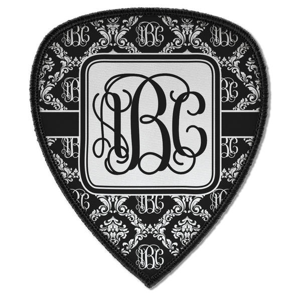 Custom Monogrammed Damask Iron on Shield Patch A