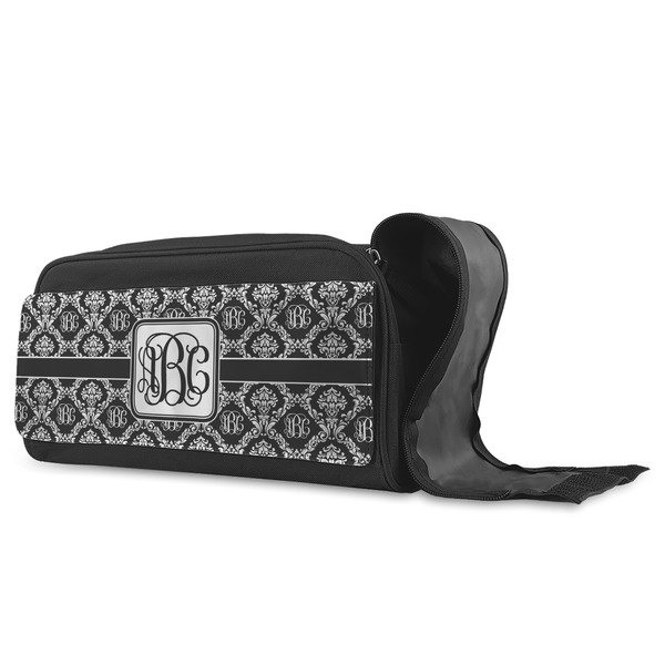 Monogrammed Damask Shoe Bags - ANGLE (Open)