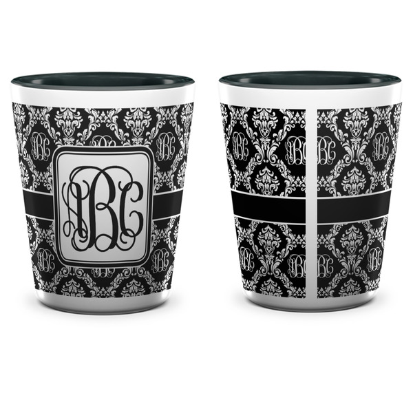Monogrammed Damask Shot Glass - Two Tone - APPROVAL