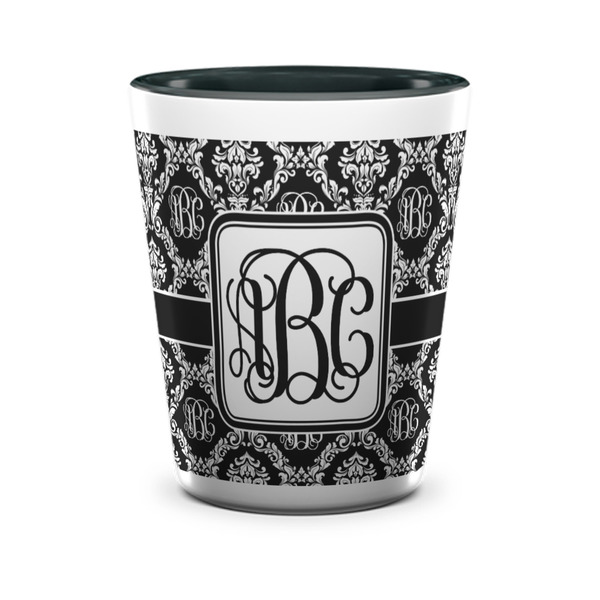 Monogrammed Damask Shot Glass - Two Tone - FRONT