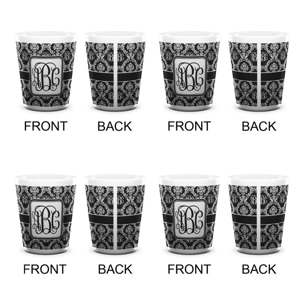 Monogrammed Damask Shot Glass - White - Set of 4 - APPROVAL