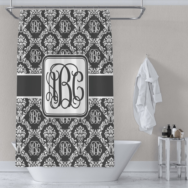 Monogrammed Damask Shower Curtain Lifestyle