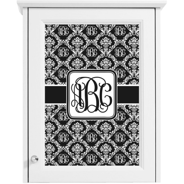 Monogrammed Damask Single White Cabinet Decal