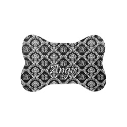 Monogrammed Damask Bone Shaped Dog Food Mat (Small)