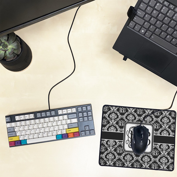 Monogrammed Damask Small Gaming Mats - LIFESTYLE