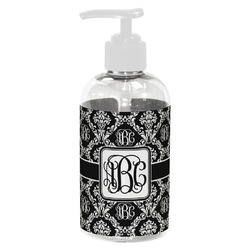 Monogrammed Damask Plastic Soap / Lotion Dispenser (8 oz - Small - White)