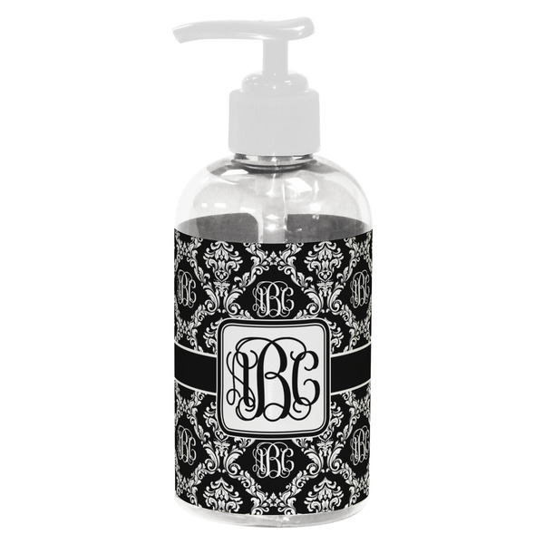Monogrammed Damask Small Liquid Dispenser (8 oz) - White
