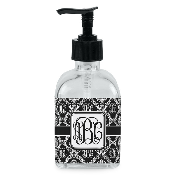 Custom Monogrammed Damask Glass Soap & Lotion Bottle - Single Bottle