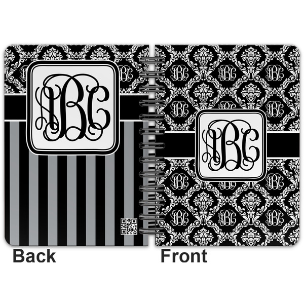 Monogrammed Damask Spiral Journal 5 x 7 - Apvl