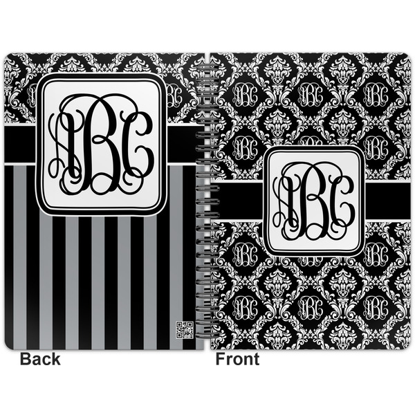 Monogrammed Damask Spiral Journal 7 x 10 - Apvl