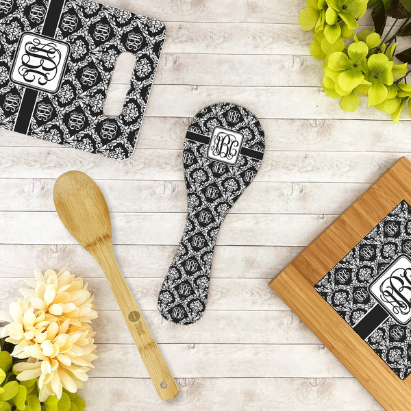 Monogrammed Damask Spoon Rest Trivet - LIFESTYLE