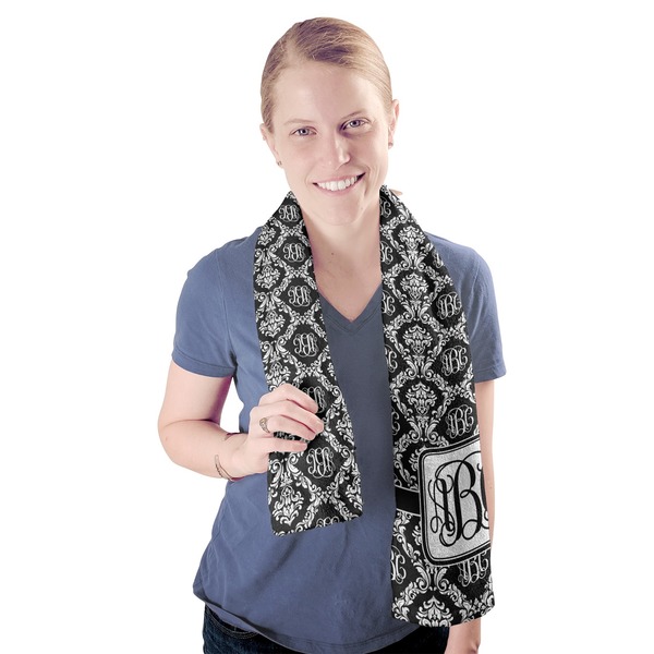 Monogrammed Damask Sport Towel - Exercise use - Model