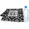 Monogrammed Damask Sports Towel Folded with Water Bottle
