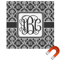 Monogrammed Damask Square Car Magnet - 6" (Personalized)