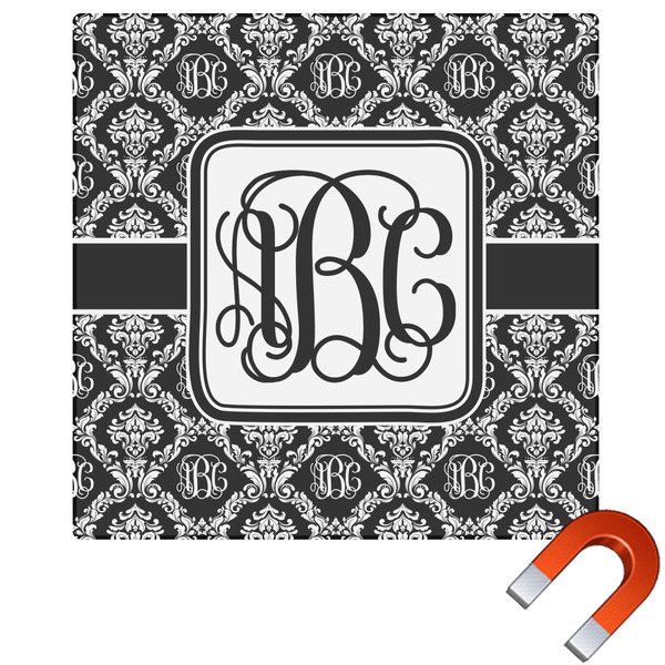 Custom Monogrammed Damask Square Car Magnet - 10" (Personalized)