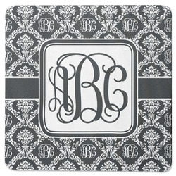 Monogrammed Damask Square Rubber Backed Coaster (Personalized)