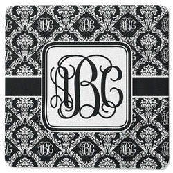 Monogrammed Damask Square Rubber Backed Coaster (Personalized)
