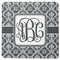 Monogrammed Damask Square Rubber Backed Coaster (Personalized)