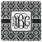 Monogrammed Damask Square Rubber Backed Coaster (Personalized)