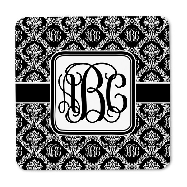 Monogrammed Damask Square Fridge Magnet - FRONT