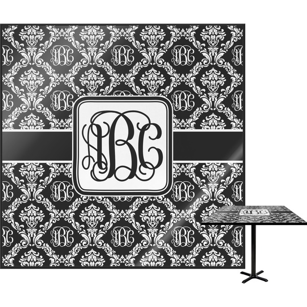 Custom Monogrammed Damask Square Table Top - 24" (Personalized)