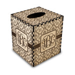 Monogrammed Damask Wood Tissue Box Cover - Square