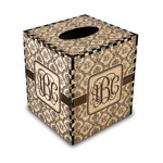 Monogrammed Damask Wood Tissue Box Cover