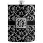 Monogrammed Damask Stainless Steel Flask (Personalized)
