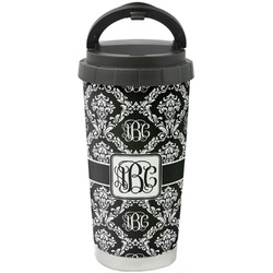 Monogrammed Damask Stainless Steel Coffee Tumbler (Personalized)