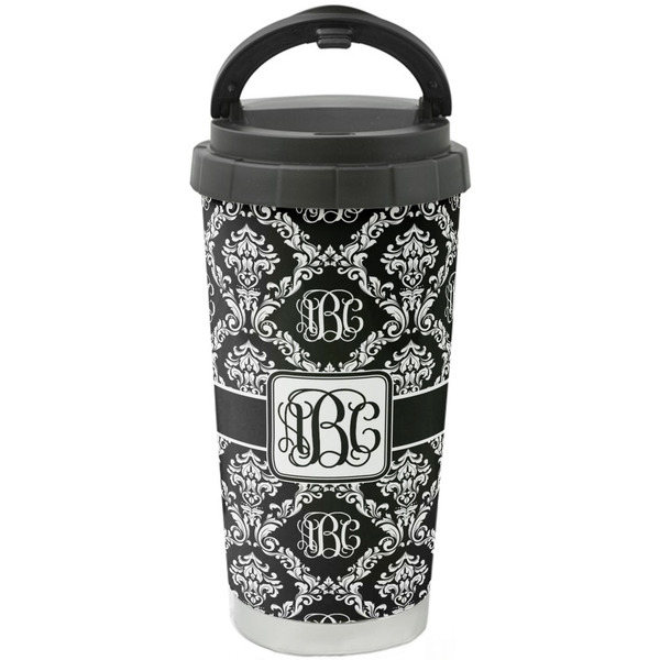 Custom Monogrammed Damask Stainless Steel Coffee Tumbler (Personalized)