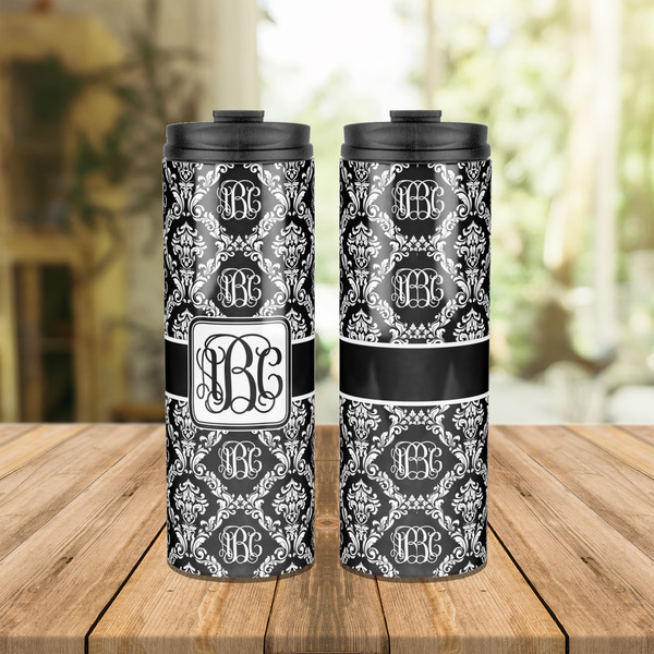 Monogrammed Damask Stainless Steel Tumbler - Lifestyle