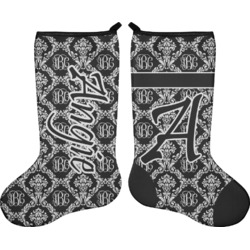 Monogrammed Damask Holiday Stocking - Double-Sided - Neoprene