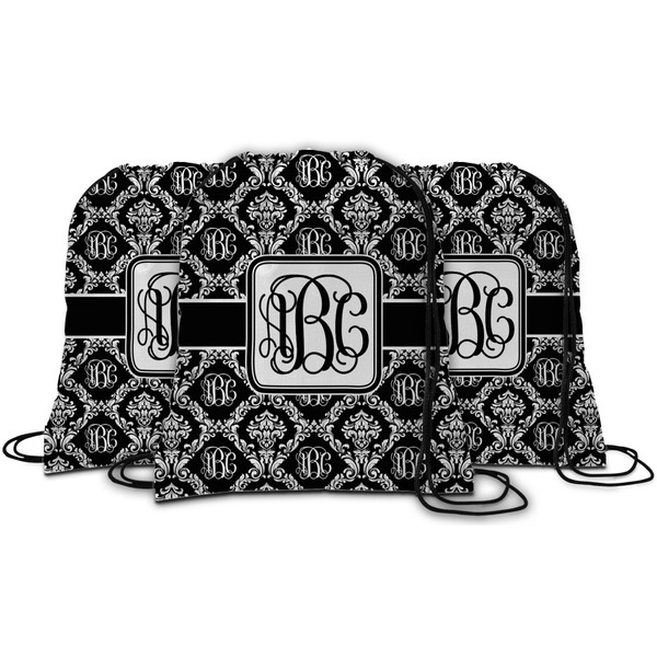 Monogrammed Damask String Backpack - MAIN