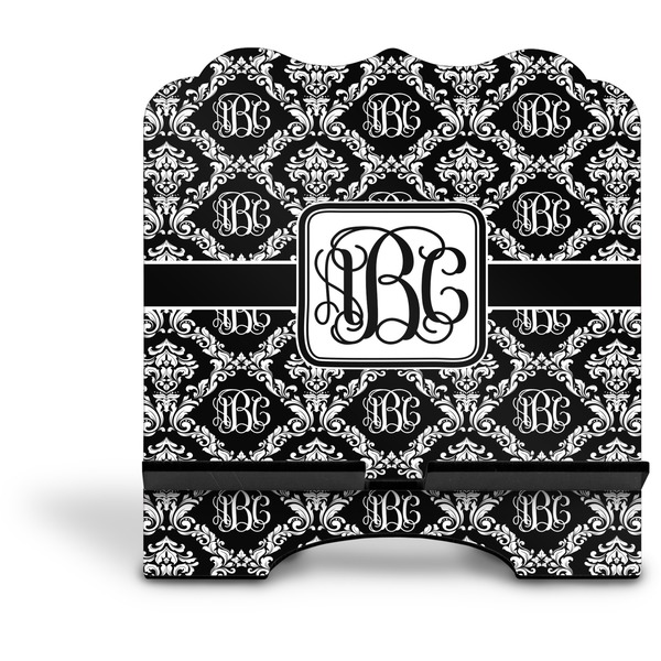 Monogrammed Damask Stylized Tablet Stand - Front without iPad