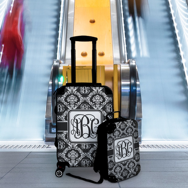Monogrammed Damask Suitcase Set 4 - IN CONTEXT